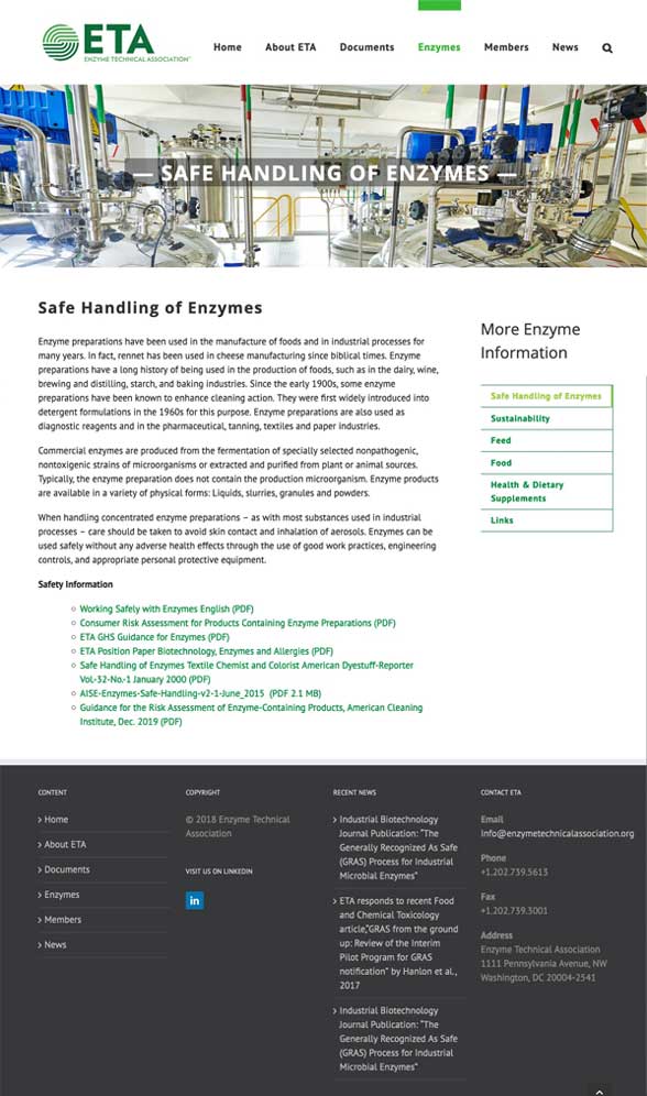 Safe Handling of Enzymes Web Page