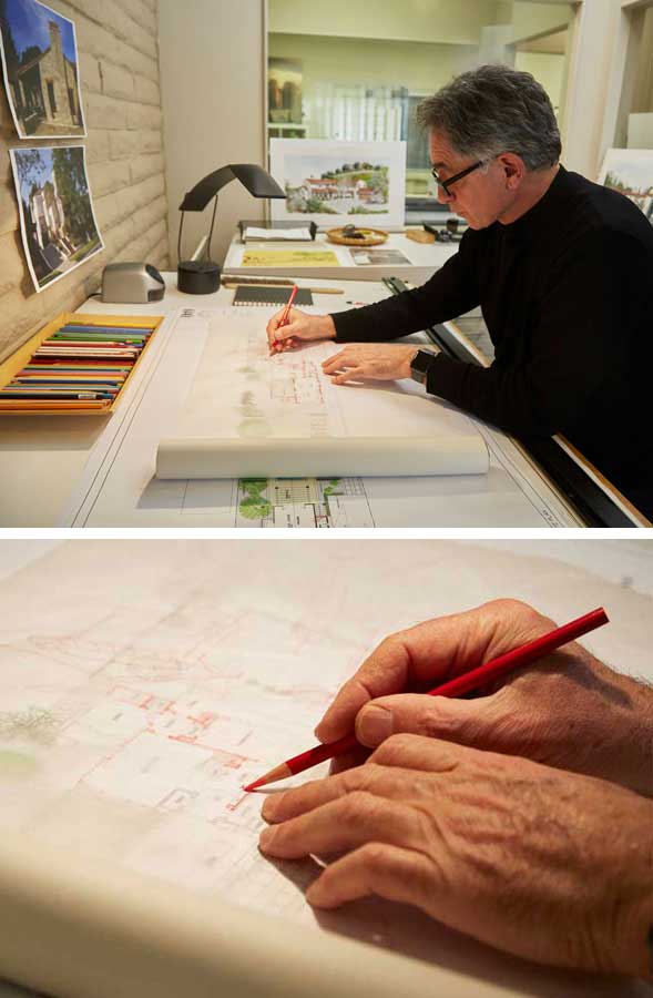 Architect Working on Blueprint